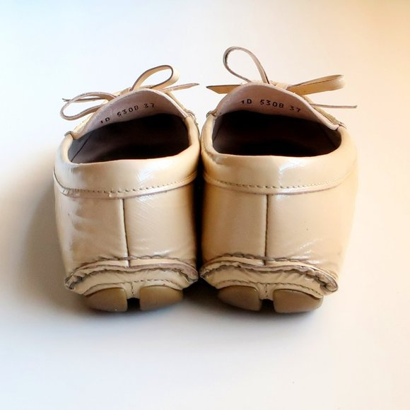 AUTHENTIC Prada Cream Leather Bow Detail Driving Loafers / Flat Slip On Shoes 7 - Picture 6 of 16